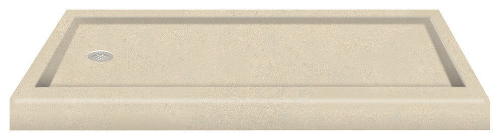 60"x32" Decor Solid Surface Left-Hand Shower Base, Seaside