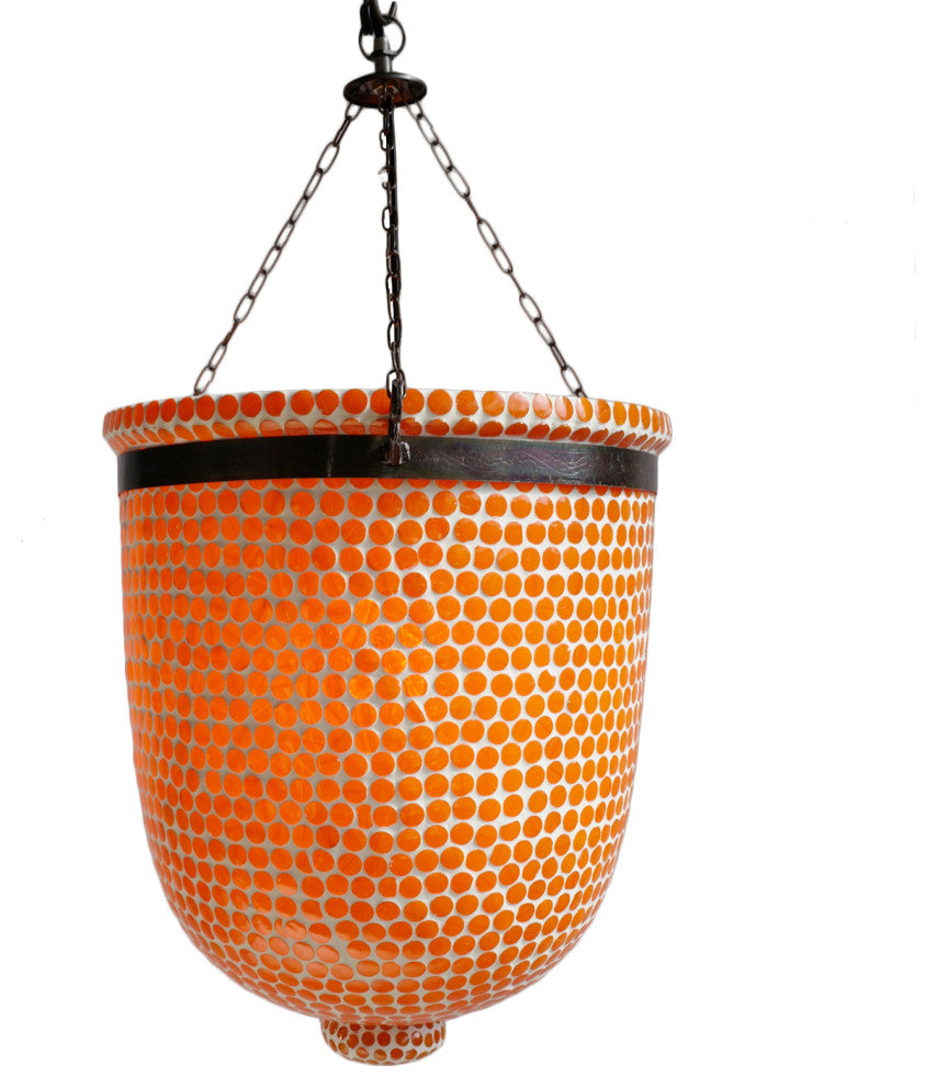 Orange Mosaic Bucket Pendant, Medium