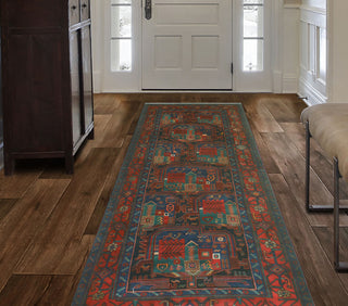 Fine Vintage Distressed Payton Charcoal/Red Runner, 3'11x10'8