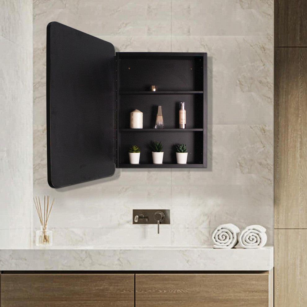 Rectangular Framed Surface/Recessed Mount Mirrored Medicine Cabinet with Shelves