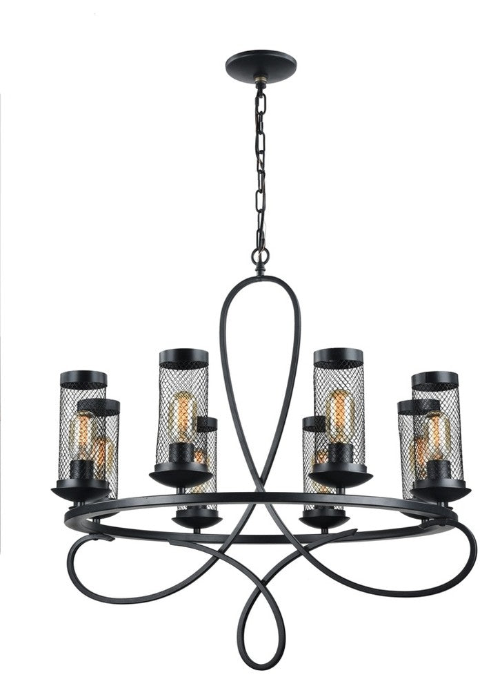 8LT Pendant Lamp, Finish Rustic Black