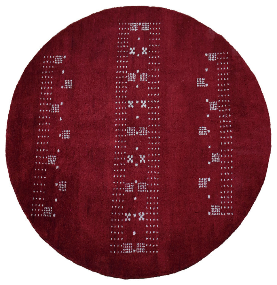 HAND KNOTTED LOOM SILK ECO-FRIENDLY AREA RUGS -6'x6', Round, Red, Contemporary