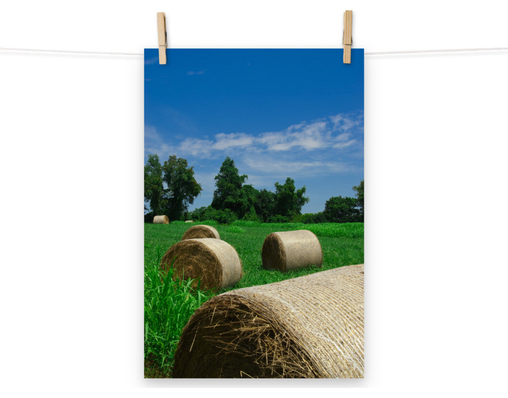 Hay Whatcha Doin in the Field Rural Unframed Wall Art Print, 12" X 18"