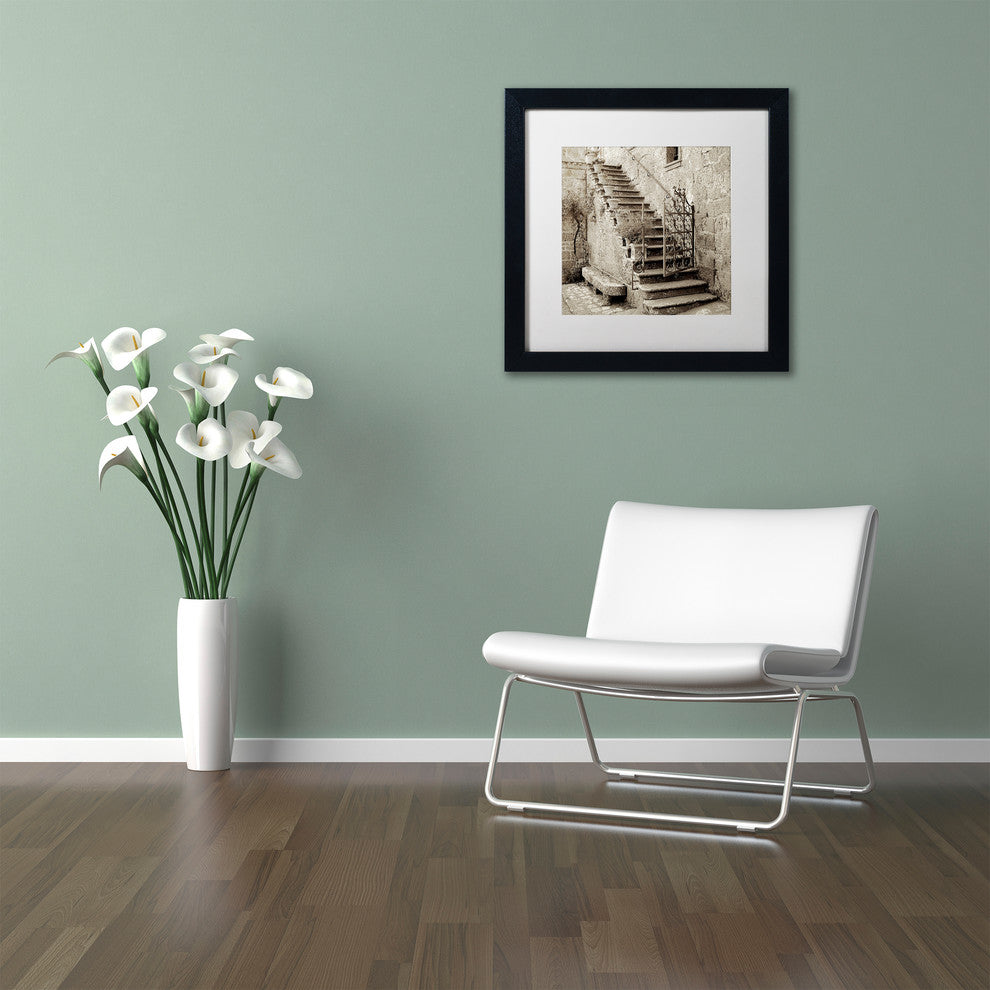 Alan Blaustein 'Umbria Scala I' Art, Black Frame, White Mat, 11x11