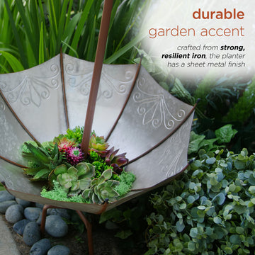 Outdoor Upside Down Umbrella Garden Stake and Planter, 37" Tall