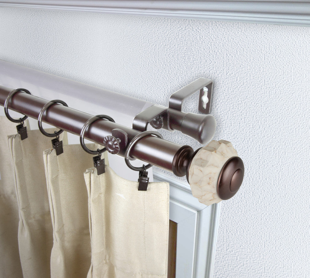 Jade 1" Diameter Double Curtain Rod, Bronze, 120-170"