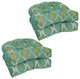 19" U-Shaped Premium Outdoor Tufted Chair Cushions, Set of 4, Duo Seaspray