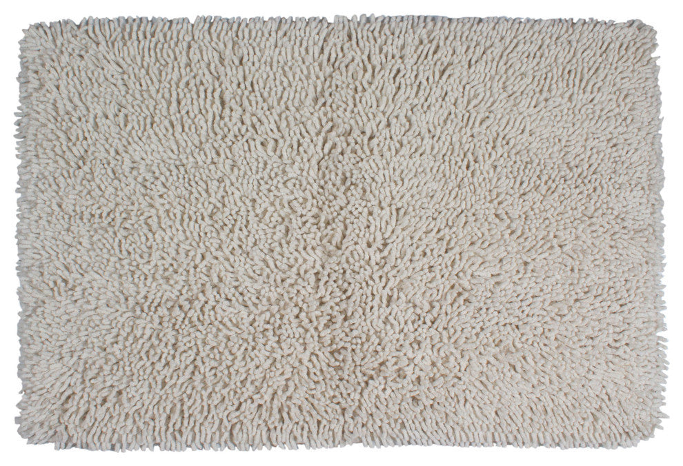 Shaggy Lux Bath Rug Bath Rugs Set, 24x36 Rectangle, Ivory