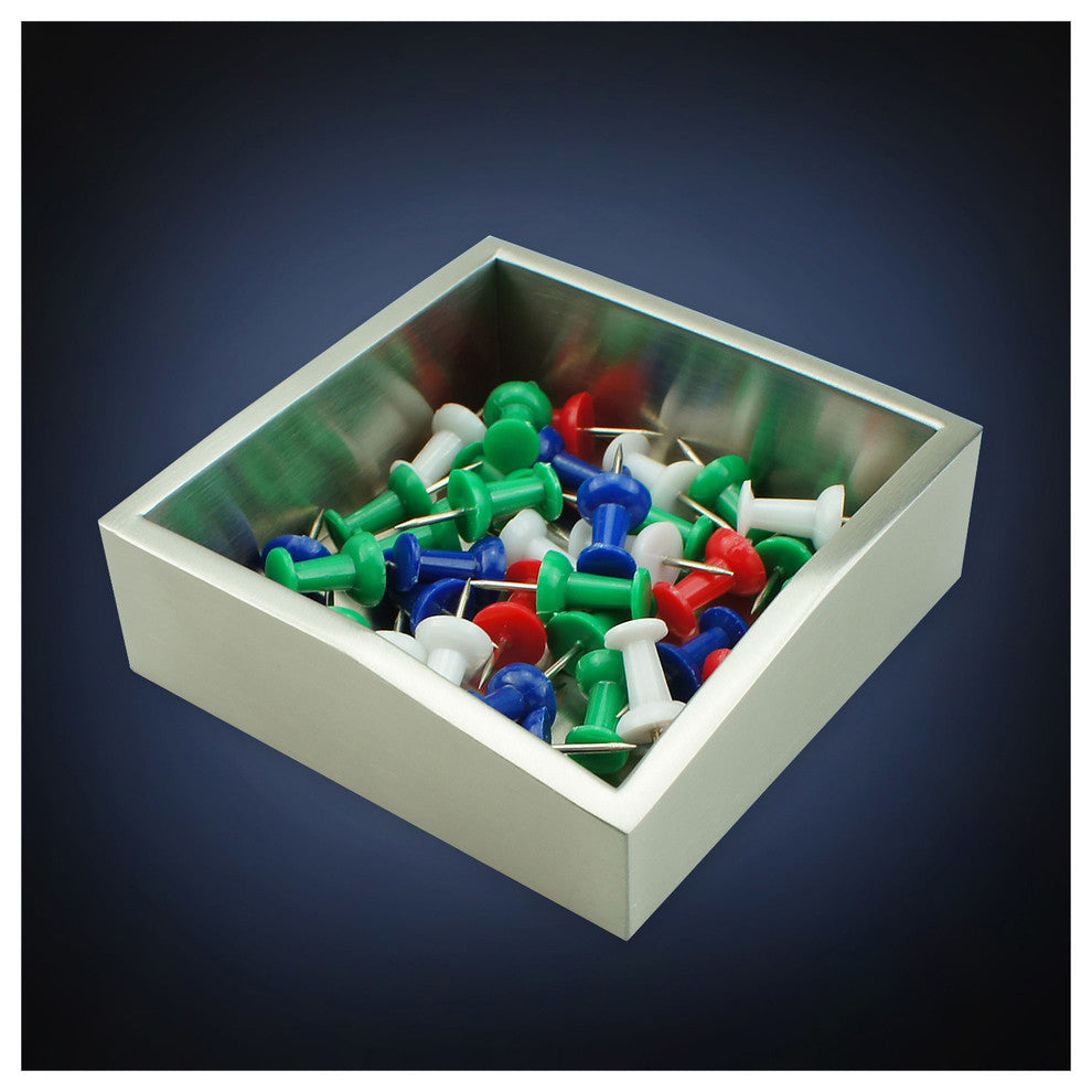 ArtsOnDesk Modern Paper Clip Holder, Stainless Steel Satin Finish.