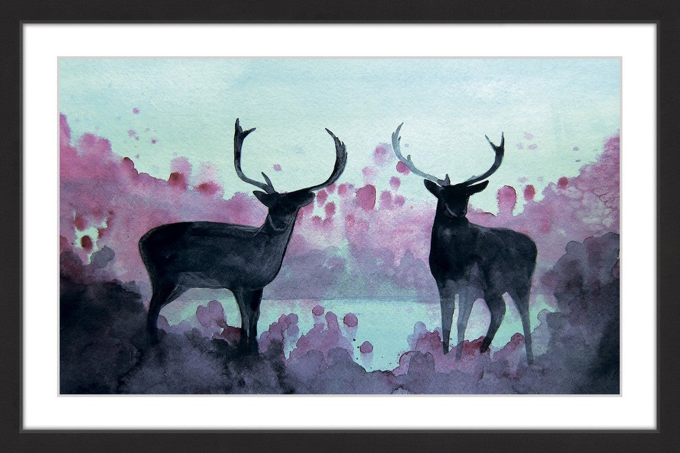 "Watercolor Moose" by Christine Lindstrom Framed Painting Print, 30x20