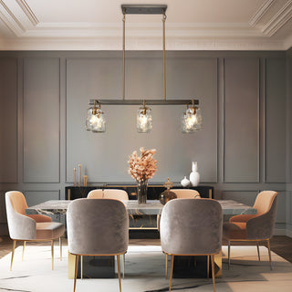 LNC 6-Light Black and Gold Modern Mason Jar Linear Large Kitchen Island Light