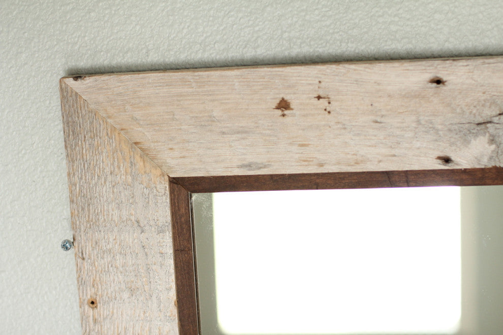 Rustic Mirror, Park City Style Barnwood With Alder Inset, 18"x22"