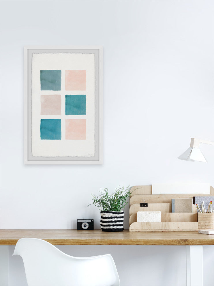 "Blues and Creams" Framed Painting Print, 16"x24"