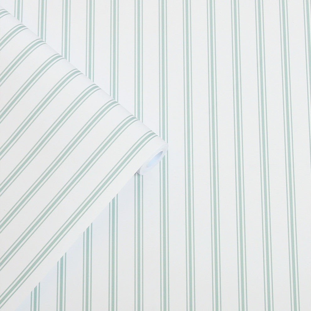Laura Ashley Farnworth Stripe Sage Green Wallpaper