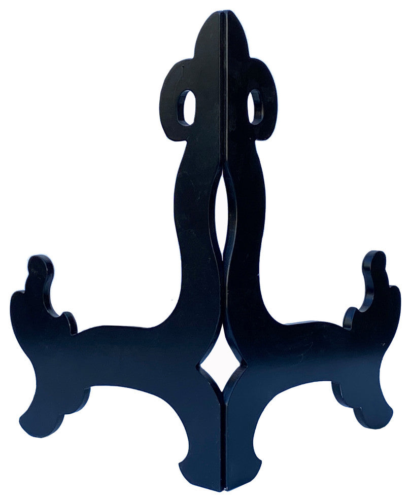 Chinese Wood Medium Black Plate Holder Rack Display Easel Hws3220