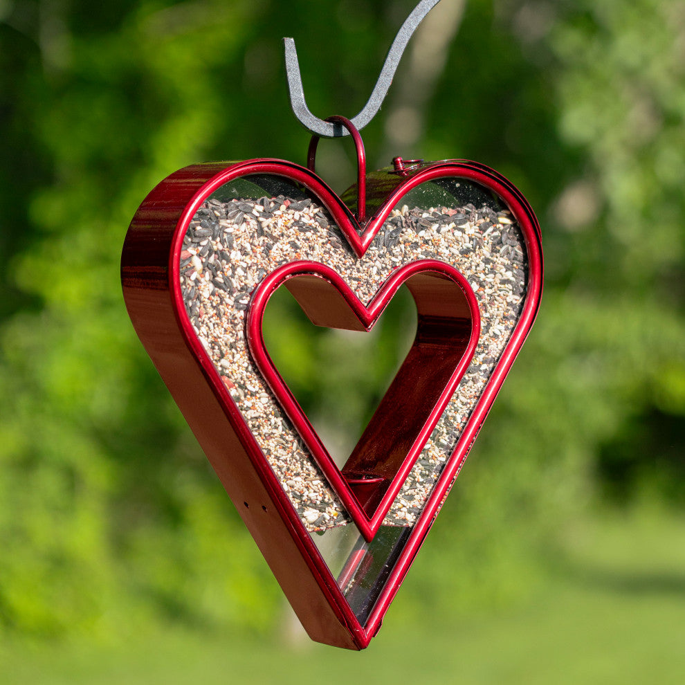 Heart Fly-Thru Bird Feeder Ruby Red Finish by Good Directions