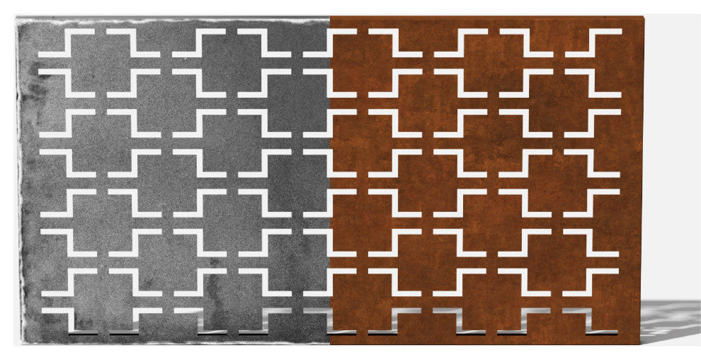 Alta Corten Steel Decorative Screen Panel, Quadra