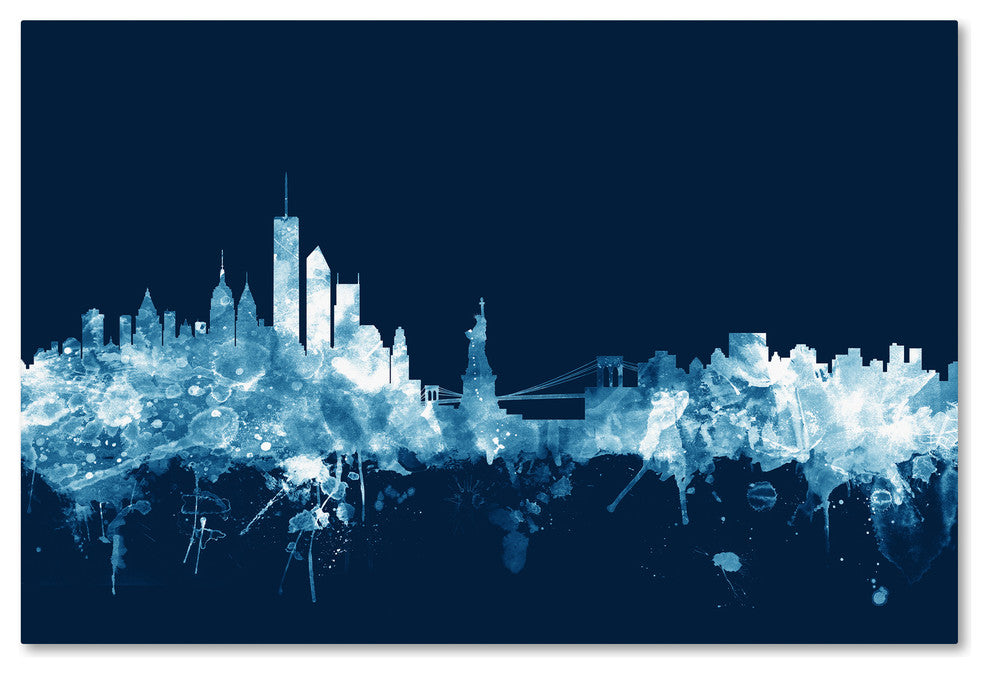 Michael Tompsett ''New York Skyline Navy'' Canvas Art, 16x24