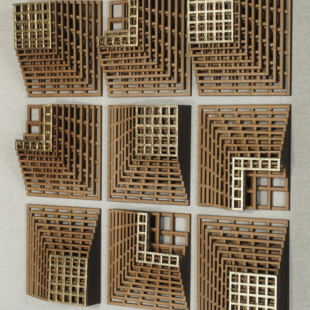 Abstract 3D Wood Carving Shadow Box Wall DÃ©cor
