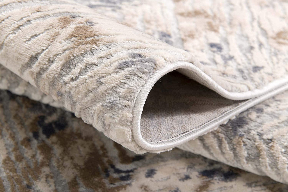 6' X 9' Beige Abstract Printed Area Rug