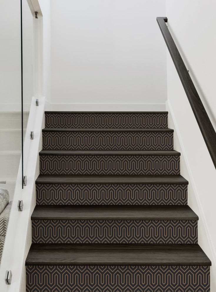 Wavelength Peel and Stick Stair Riser Strips, Dark, 48"w X 7"h, 6 Pack