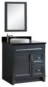 37" Single Sink Vanity, Dark Gray Finish With Black Galaxy Granite