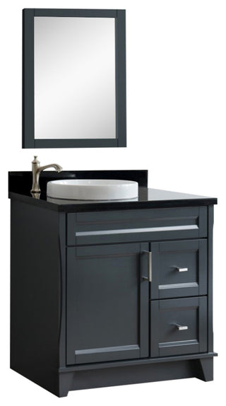 37" Single Sink Vanity, Dark Gray Finish With Black Galaxy Granite