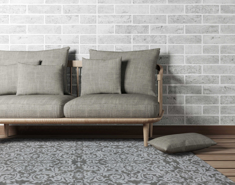 5" X8" X 0.5" Gray Wool Area Rug