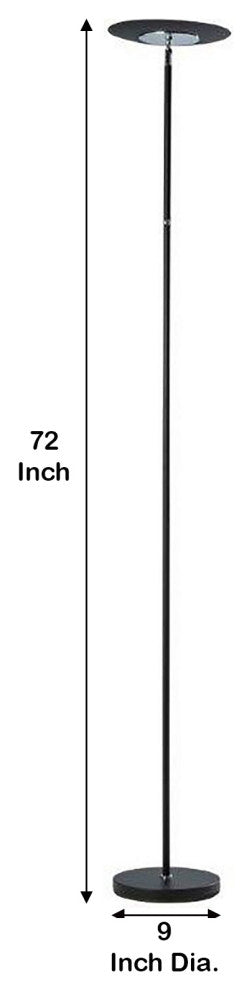 Benzara BM240394 Floor Lamp, Adjustable Torchiere Head/Sleek Metal Body, Black