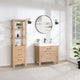 Leon Bath Vanity With Composite Stone Top, Fir Wood Brown, 36", With Mirror