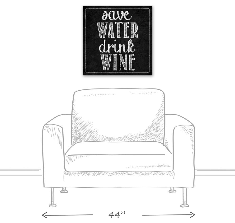 Save Water Drink Wine Canvas Wall Art, 20"x20"