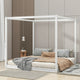 Pine Wood Canopy Bed, Low Profile Platform Bed with support Legs, King