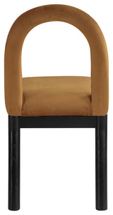 Conrad Upholstered Dining Chair, Saddle, Velvet, Black Finish