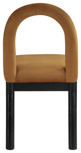 Conrad Upholstered Dining Chair, Saddle, Velvet, Black Finish