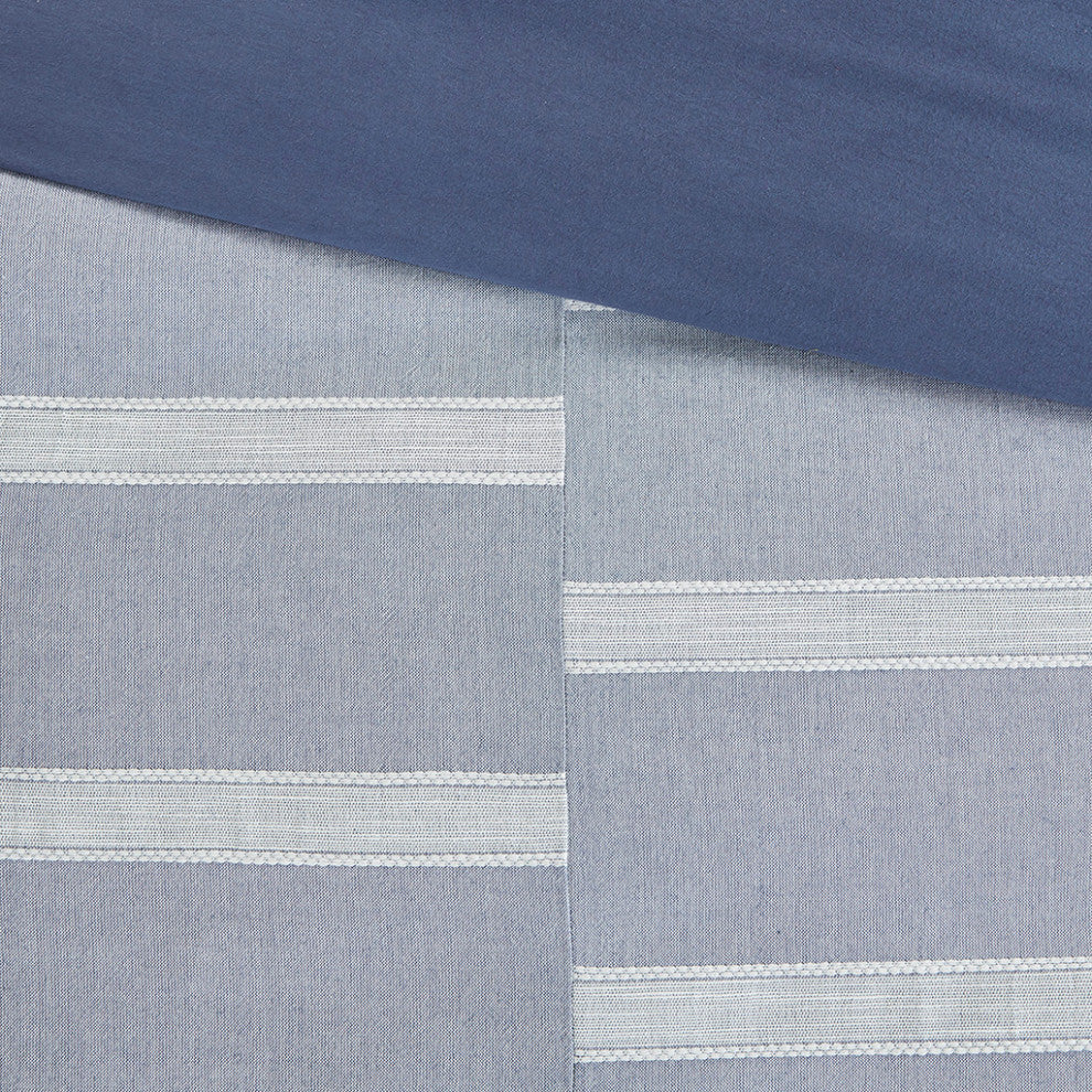 Madison Park Signature Noble Blue Oversized Duvet Cover Set w Removable Insert