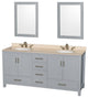 Wyndham WCS141472DGYIVUNOM24 72 inch Vanity in Gray with Ivory Marble and Round