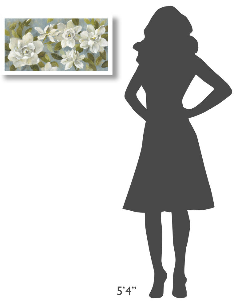 "Gardenias on Slate Blue Crop" Digital Paper Print by Silvia Vassileva, 26"x14"