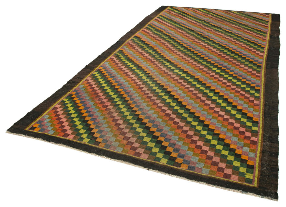 Rug N Carpet - Handmade Moldovan 6' 10'' x 12' 7'' Vintage Floral Kilim Rug