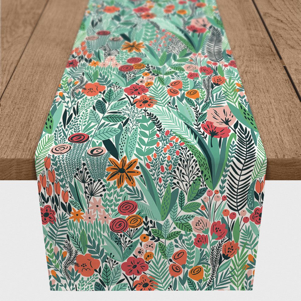 Lush Floral Pattern 16x72 Cotton Twill Runner