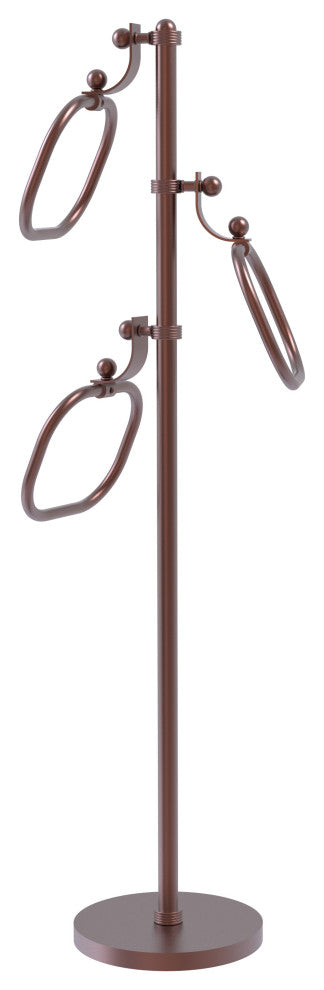 Towel Stand with 9" Oval Towel Rings, Antique Copper