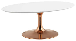 Rose White Lippa 42" Oval-Shaped Wood Top Coffee Table