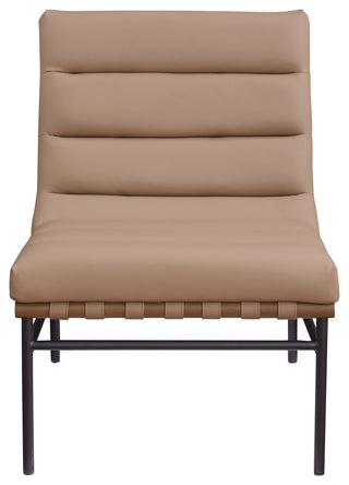 Burke Upholstered Accent Chair, Tan, Vegan Leather, Walnut
