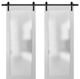 Planum 2102 Interior Closet Double Barn Doors 72x84 White Silk & Hardware 13FT