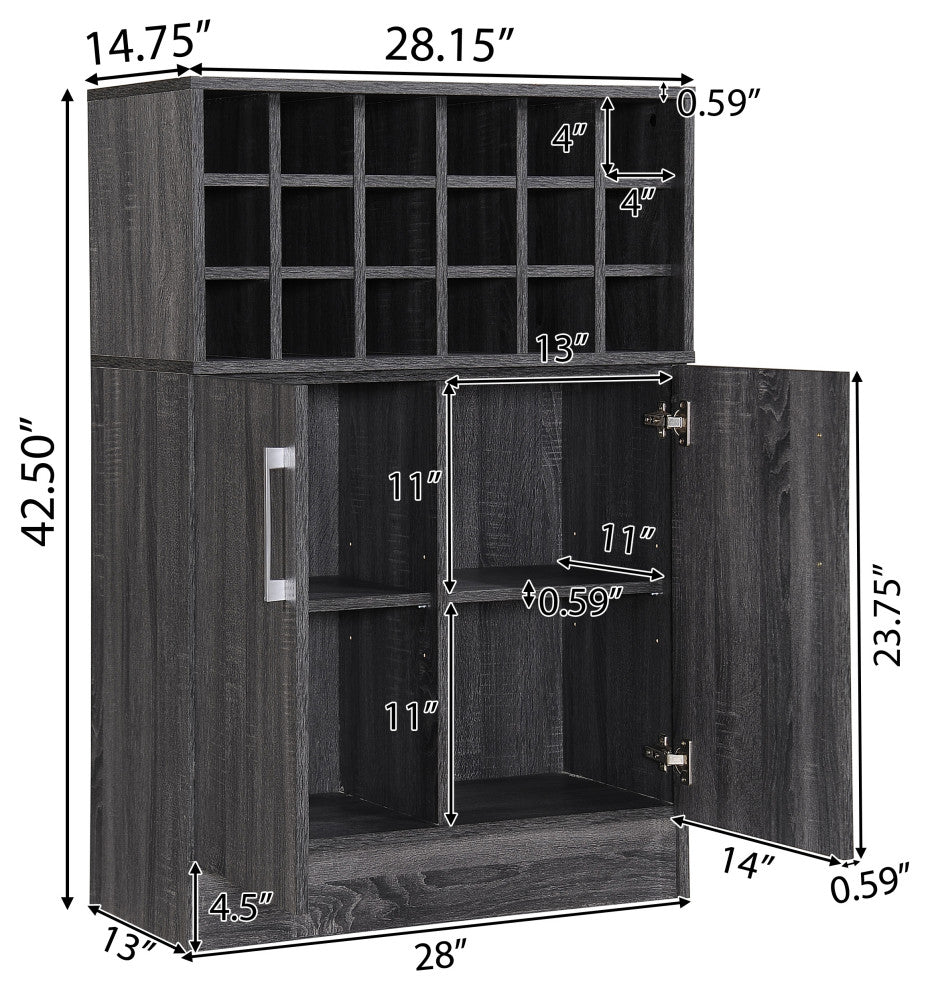 GDF Studio Ridgecrest Mid Century Sonoma Faux Wood Wine and Bar Cabinet, Sonoma