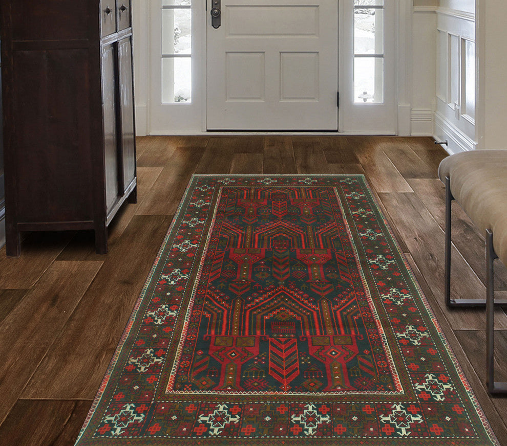Fine Vintage Distressed Ronda Charcoal/Red Runner, 3'4x6'6