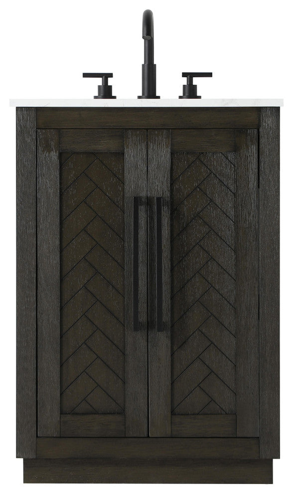 Home Living 24" Single Bathroom Vanity, Chocolate Oak