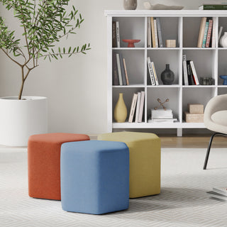 Brock Footstool, Linen Look Fabric, Dusty Orange