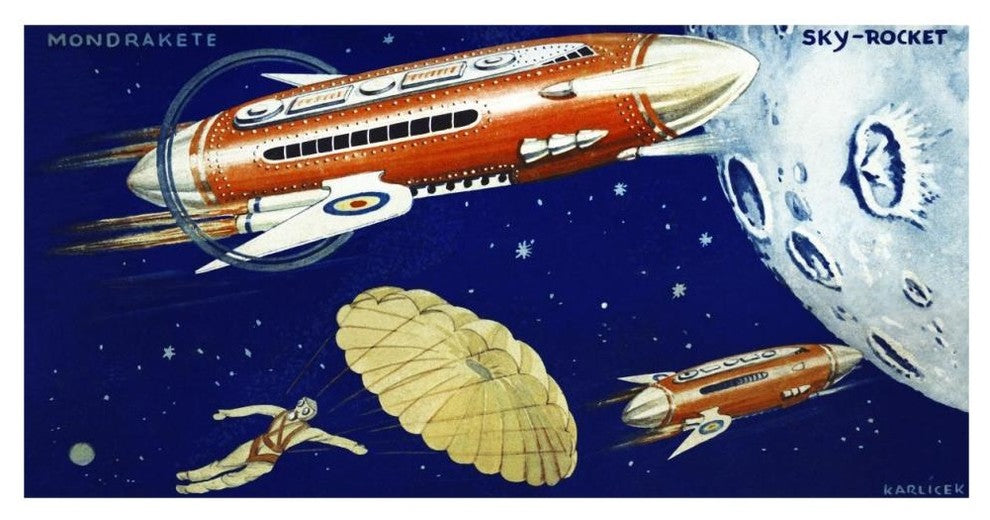 "Mondrakete Sky-Rocket" Digital Paper Print by Retrorocket, 46"x24"