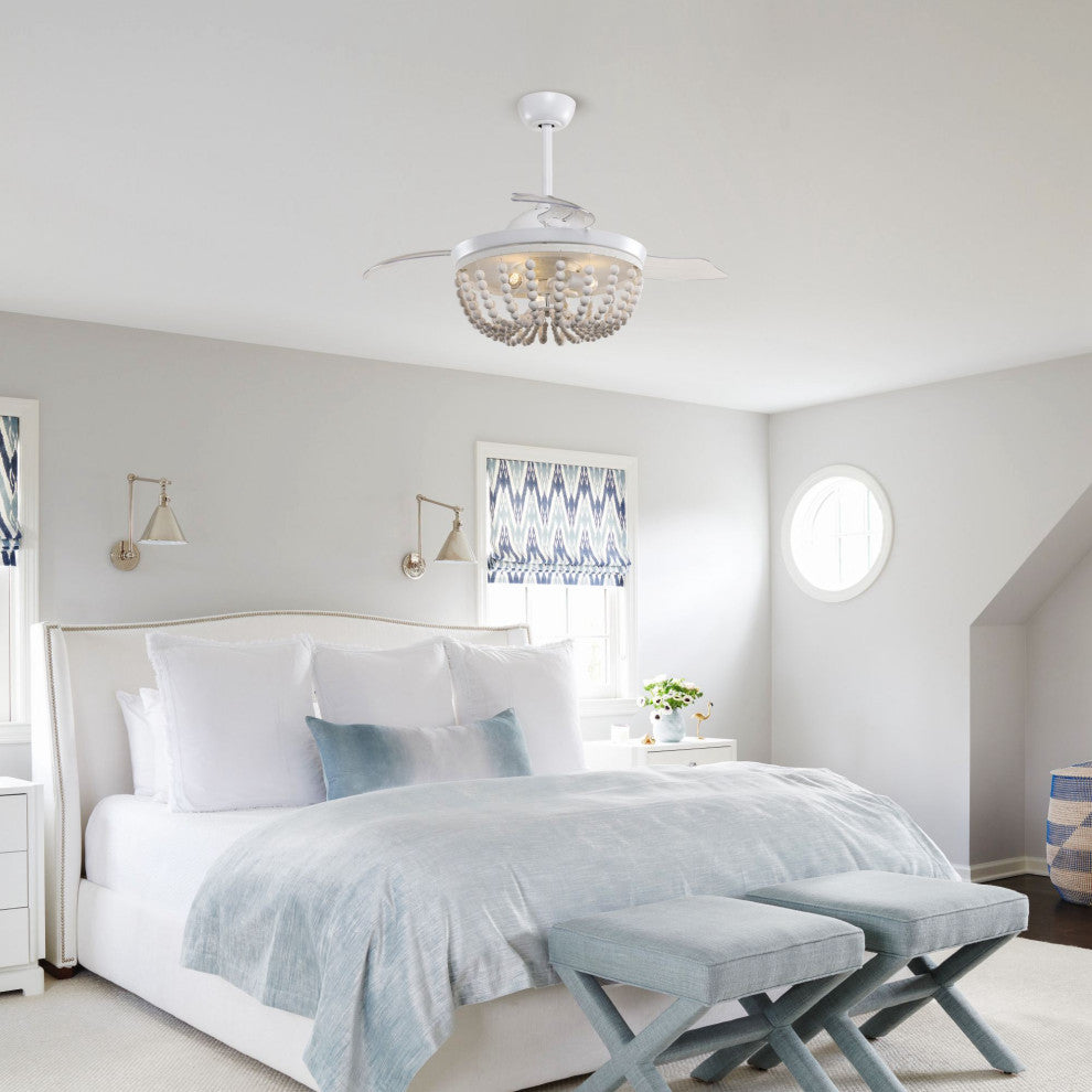 42-in Modern White Ceiling Fan with Retractable Blades