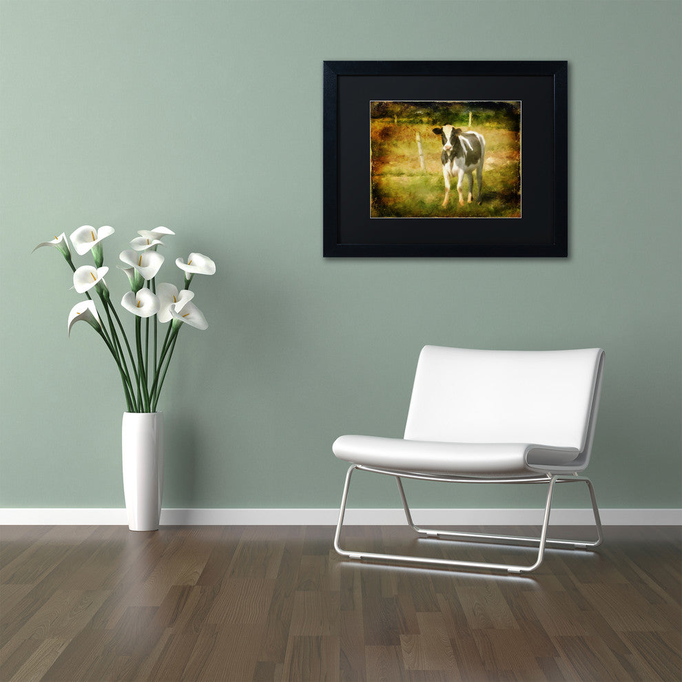 Lois Bryan ''Handsome Holstein'' Art, Black Frame, Black Matte, 20"x16"